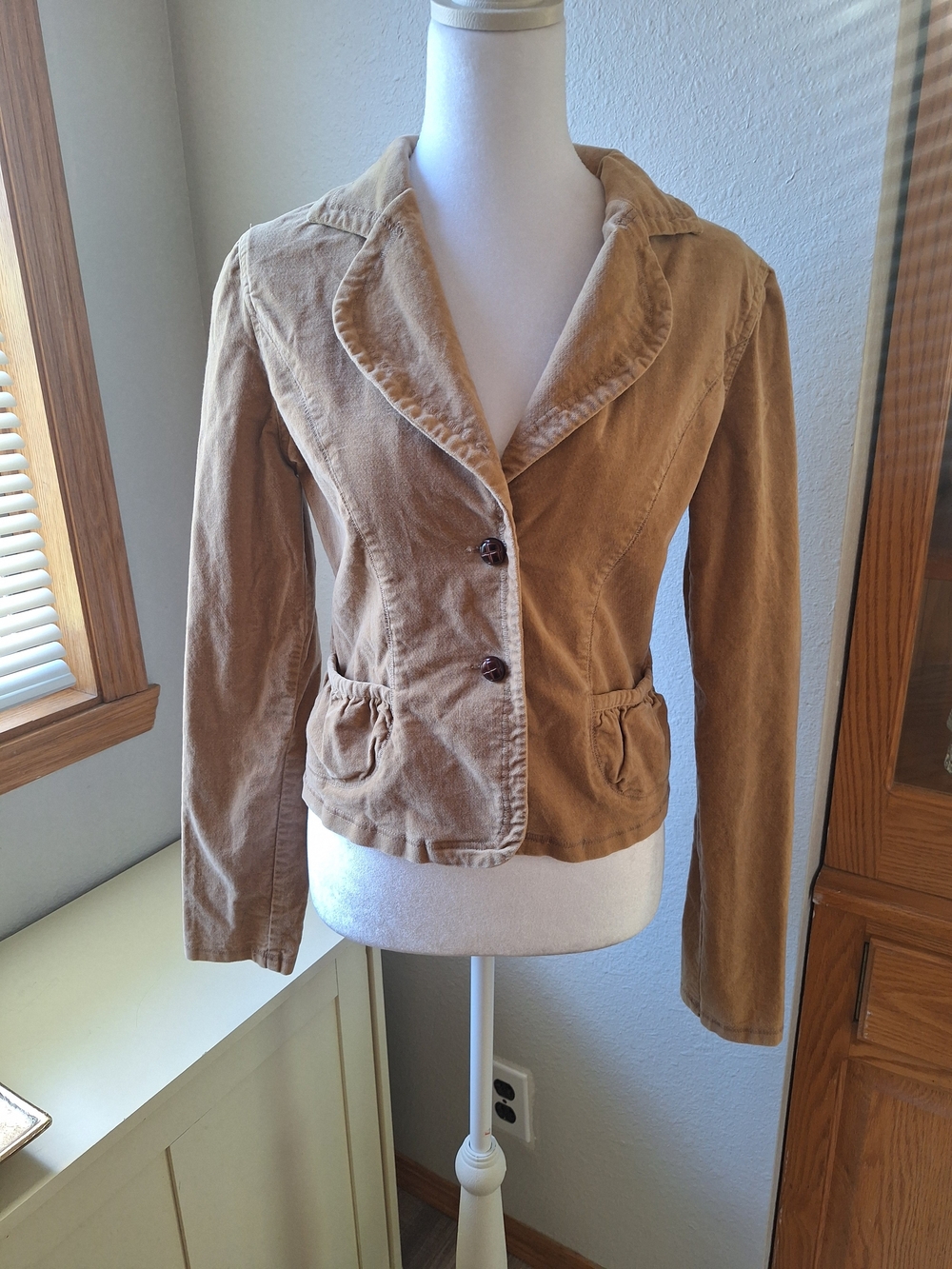 Rusty Tan Corduroy Cropped Blazer Jacket
